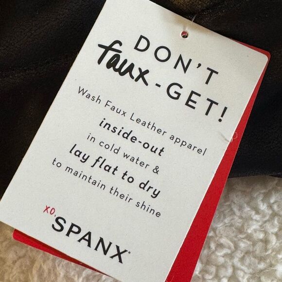 Spanx faux leather Moto leggings Womens size Small Very Black Slim Fit Sculpt - Picture 6 of 12